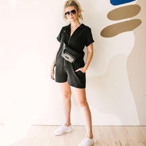 Smash + Tess Shorty Coveralls in Barely Black